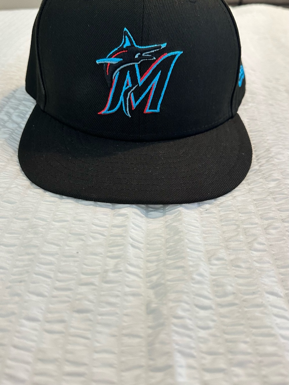 New Era Black Miami Marlins Cap with Teal & Red Logo